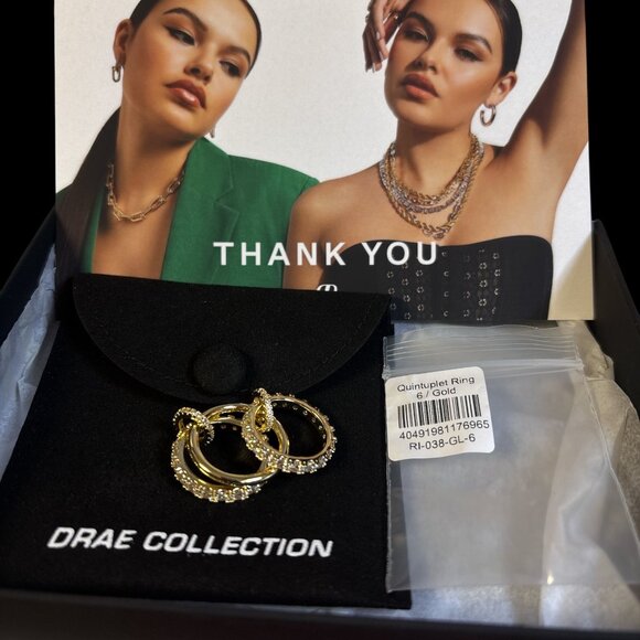 Drae Collection Quintuplet Ring 6/Gold NWT - Picture 1 of 4
